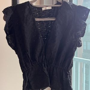 Zara black eyelet crop top